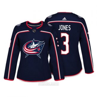 Camiseta Hockey Mujer Columbus Blue Jackets 3 Seth Jones Autentico Jugador Azul