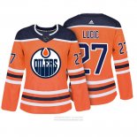 Camiseta Hockey Mujer Edmonton Oilers 27 Milan Lucic Autentico Jugador Naranja