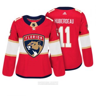 Camiseta Hockey Mujer Florida Panthers 11 Jonathan Huberdeau Autentico Jugador Rojo