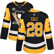 Camiseta Hockey Mujer Pittsburgh Penguins 28 Ian Cole 50 Aniversario Primera Premier Negro