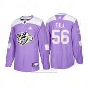 Camiseta Hockey Nashville Predators 56 Kevin Fiala Autentico 2018 Fights Cancer Violeta