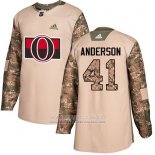 Camiseta Hockey Ottawa Senators 41 Craig Anderson Camuflaje Autentico 2017 Dia De Los Veteranos Stitched