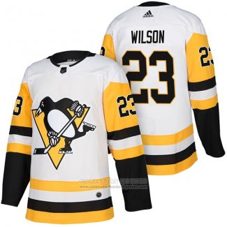 Camiseta Hockey Pittsburgh Penguins 23 Scott Wilson Autentico Segunda 2018 Blanco