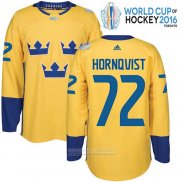 Camiseta Hockey Suecia Patric Hornqvist 72 Premier 2016 World Cup Amarillo