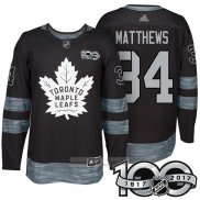 Camiseta Hockey Toronto Maple Leafs 34 Auston Matthews 2017 100 Aniversario Negro