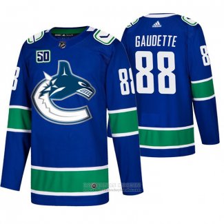 Camiseta Hockey Vancouver Canucks 88 Adam Gaudette 2019-20 Primera Autentico Azul