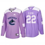 Camiseta Hockey Vancouver Canucks Daniel Sedin 2018 Fights Cancer Violeta