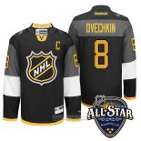 Camiseta Hockey Washington Capitals 8 Alex Ovechkin Captain 2016 All Star Negro