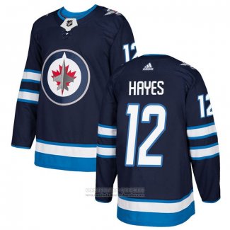 Camiseta Hockey Winnipeg Jets 12 Kevin Hayes Primera Autentico Azul