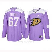 Camiseta Hockey Anaheim Ducks 67 Rickard Rakell 2018 Fights Cancer Violeta