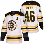 Camiseta Hockey Boston Bruins 46 David Krejci 2018 Segunda Autentico Blanco