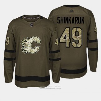 Camiseta Hockey Calgary Flames 49 Hunter Shinkaruk Verde Salute To Service