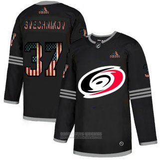 Camiseta Hockey Carolina Hurricanes Svechnikov 2020 USA Flag Negro