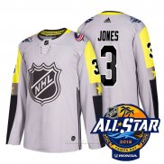 Camiseta Hockey Columbus Blue Jackets 3 Seth Jones Gris 2018 All Star Autentico