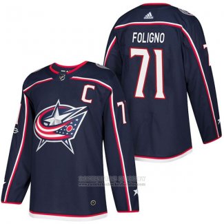 Camiseta Hockey Columbus Blue Jackets 71 Nick Foligno Autentico Primera 2018 Azul