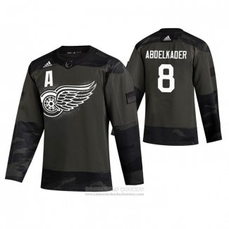 Camiseta Hockey Detroit Red Wings Justin Abdelkader 2019 Dia De Los Veteranos Camuflaje