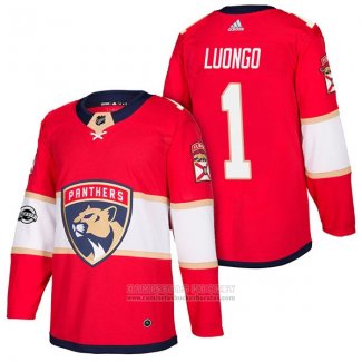 Camiseta Hockey Florida Panthers 1 Roberto Luongo Autentico Primera 2018 Rojo