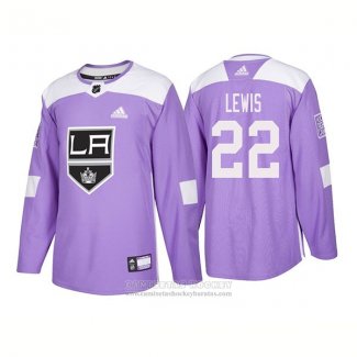 Camiseta Hockey Los Angeles Kings 22 Trevor Lewis Autentico 2018 Fights Cancer Violeta