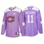 Camiseta Hockey Montreal Canadiens 11 Brendan Gallagher Autentico 2018 Fights Cancer Violeta