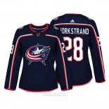 Camiseta Hockey Mujer Columbus Blue Jackets 28 Oliver Bjorkstrand Autentico Jugador Azul