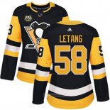 Camiseta Hockey Mujer Pittsburgh Penguins 58 Kris Letang 50 Aniversario Primera Premier Negro