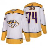 Camiseta Hockey Nashville Predators 74 Juuse Saros Autentico Segunda 2018 Blanco