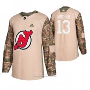 Camiseta Hockey New Jersey Devils Nico Hischier Dia De Los Veteranos Camuflaje