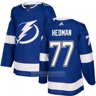 Camiseta Hockey Nino Tampa Bay Lightning 77 Victor Hedman Azul Primera Autentico Stitched