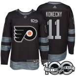 Camiseta Hockey Philadelphia Flyers 11 Travis Konecny 2017 100 Aniversario Negro