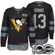 Camiseta Hockey Pittsburgh Penguins 13 Nick Bonino 2017 100 Aniversario Negro