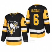 Camiseta Hockey Pittsburgh Penguins 6 Jamie Oleksiak Primera Autentico Jugador Negro