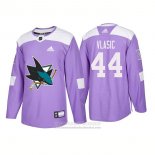 Camiseta Hockey San Jose Sharks 44 Marc Edouard Vlasic Autentico 2018 Fights Cancer Violeta