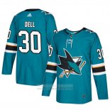 Camiseta Hockey San Jose Sharks Aaron Dell Autentico Primera Verde