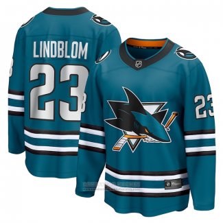 Camiseta Hockey San Jose Sharks Oskar Lindblom Primera Breakaway Verde