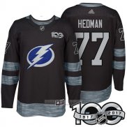 Camiseta Hockey Tampa Bay Lightning 77 Victor Hedman 2017 100 Aniversario Negro