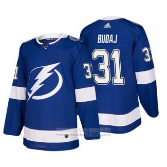 Camiseta Hockey Tampa Bay Lightning Peter Budaj Primera Autentico Jugador Azul