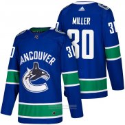 Camiseta Hockey Vancouver Canucks 30 Ryan Miller Azul 2018 Premier