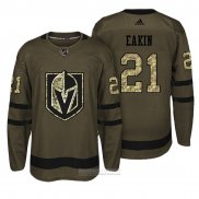 Camiseta Hockey Vegas Golden Knights 21 Cody Eakin Verde Militar