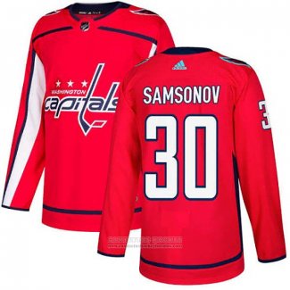 Camiseta Hockey Washington Capitals 30 Ilya Samsonov Primera Autentico Rojo