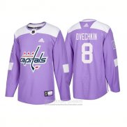 Camiseta Hockey Washington Capitals 8 Alex Ovechkin Autentico 2018 Fights Cancer Violeta