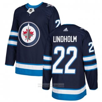 Camiseta Hockey Winnipeg Jets 22 Par Lindholm Primera Autentico Azul