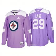 Camiseta Hockey Winnipeg Jets 29 Patrik Laine Autentico 2018 Fights Cancer Violeta