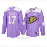 Camiseta Hockey Anaheim Ducks 17 Ryan Kesler 2018 Fights Cancer Violeta