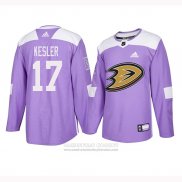 Camiseta Hockey Anaheim Ducks 17 Ryan Kesler 2018 Fights Cancer Violeta