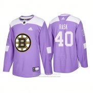 Camiseta Hockey Boston Bruins Tuukka Rask 2018 Fights Cancer Violeta