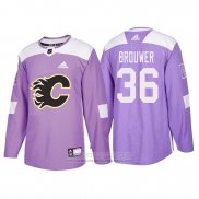 Camiseta Hockey Calgary Flames Troy Brouwer 2018 Fights Cancer Violeta