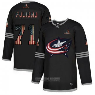 Camiseta Hockey Columbus Blue Jackets Nick Foligno 2020 USA Flag Negro