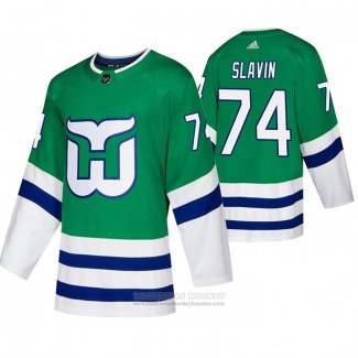 Camiseta Hockey Hartford Whalers Jaccob Slavin Autentico Heritage Verde