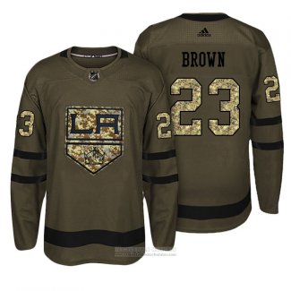 Camiseta Hockey Los Angeles Kings 23 Dustin Brown Verde Militar