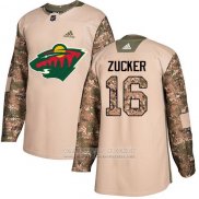 Camiseta Hockey Minnesota Wild 16 Jason Zucker Camuflaje Autentico 2017 Dia De Los Veteranos Stitched